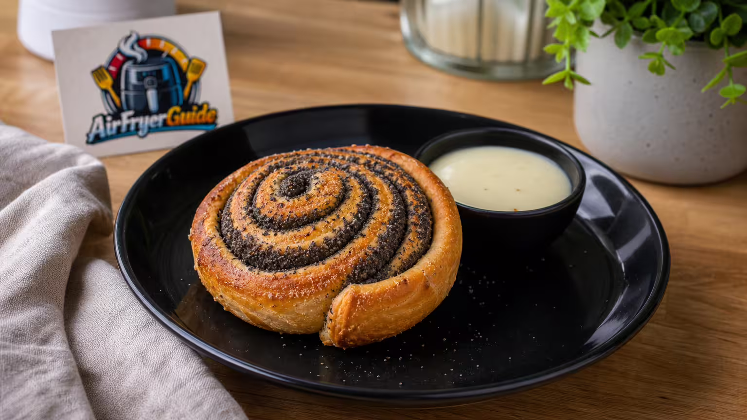 Mohnschnecke im Airfryer - Serviervorschlag