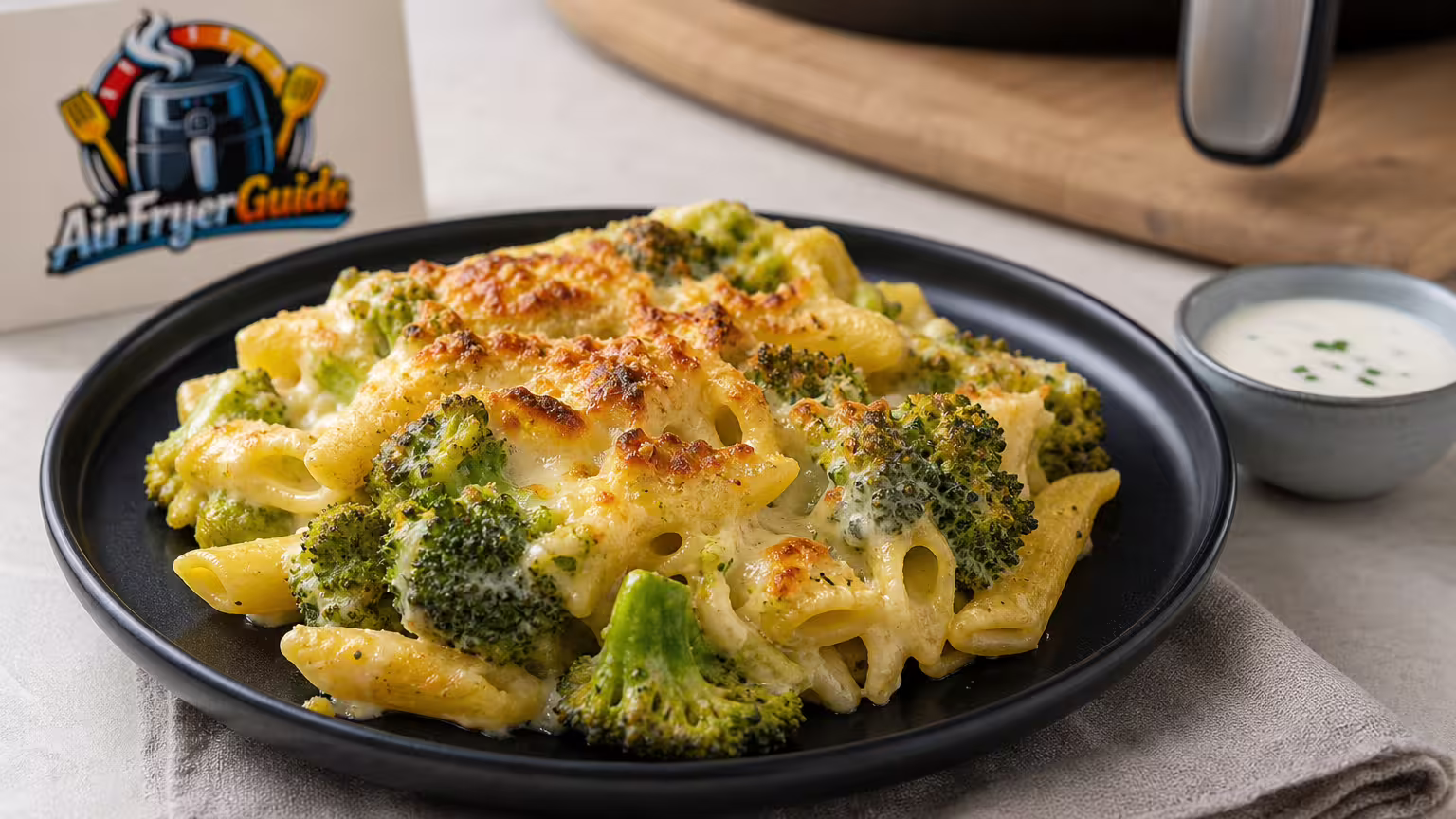 Nudel Brokkoli Gratin aufwärmen im Airfryer - Serviervorschlag