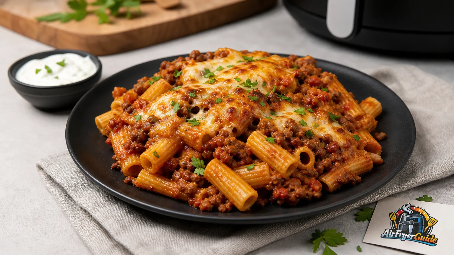 Nudeln mit Hackfleisch im Airfryer