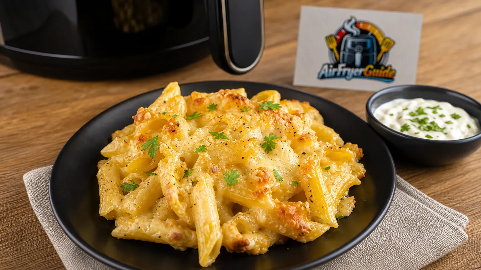 Nudeln mit Käse überbacken aufwärmen im Airfryer
