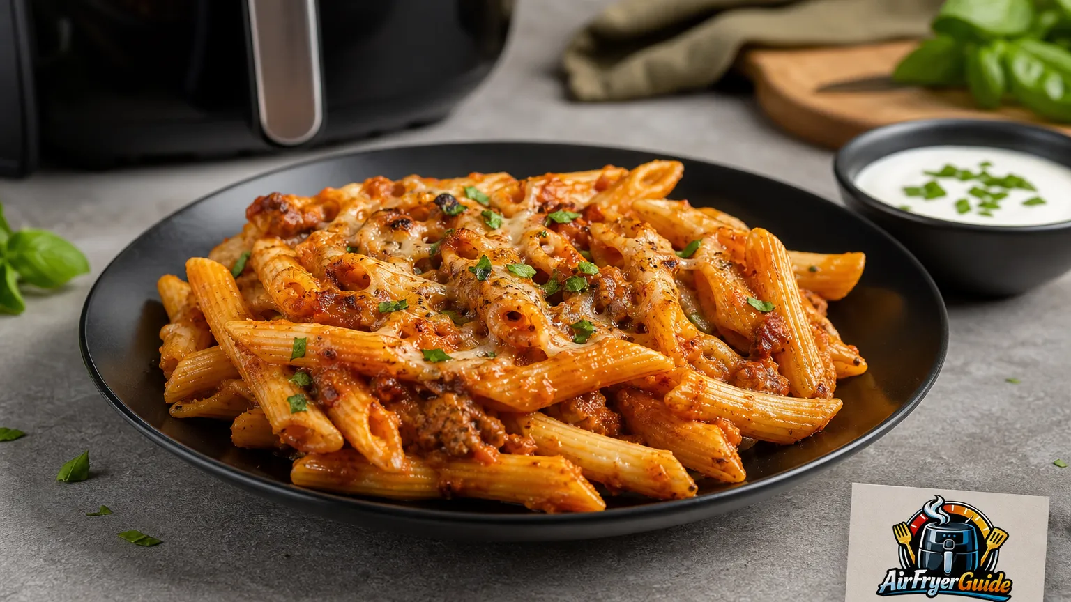 Nudeln mit Sauce aufwärmen im Airfryer