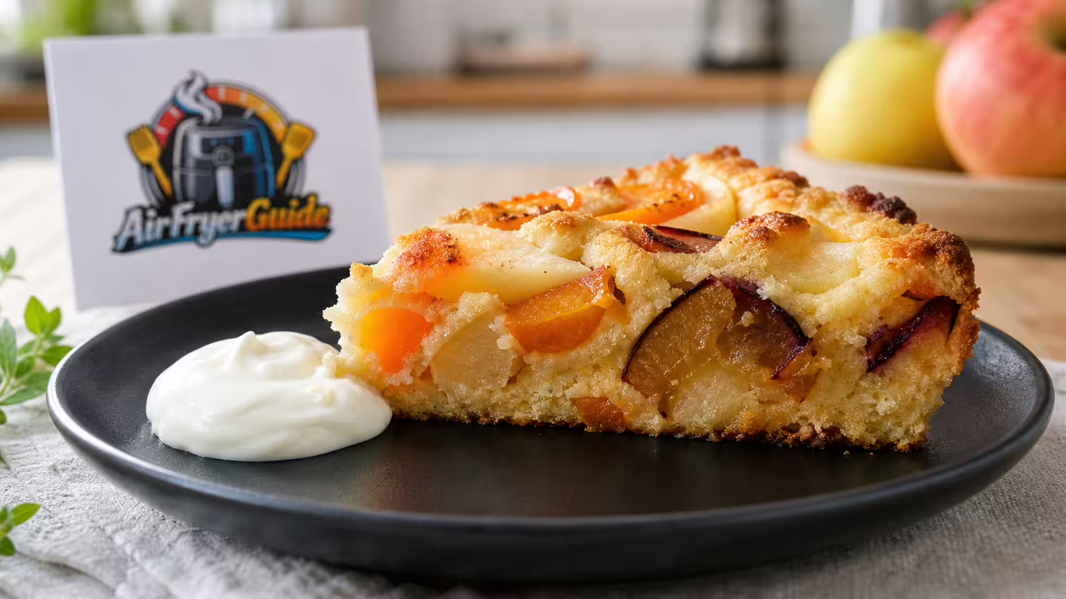 Obstkuchen (TK) auftauen im Airfryer - Serviervorschlag