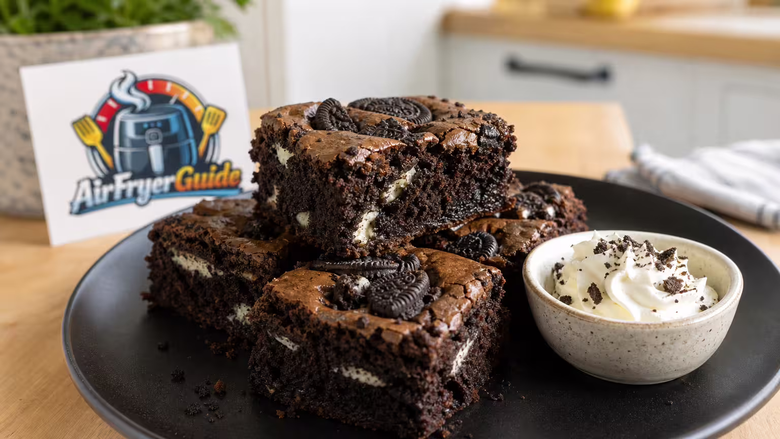 Oreo-Brownies im Airfryer - Serviervorschlag