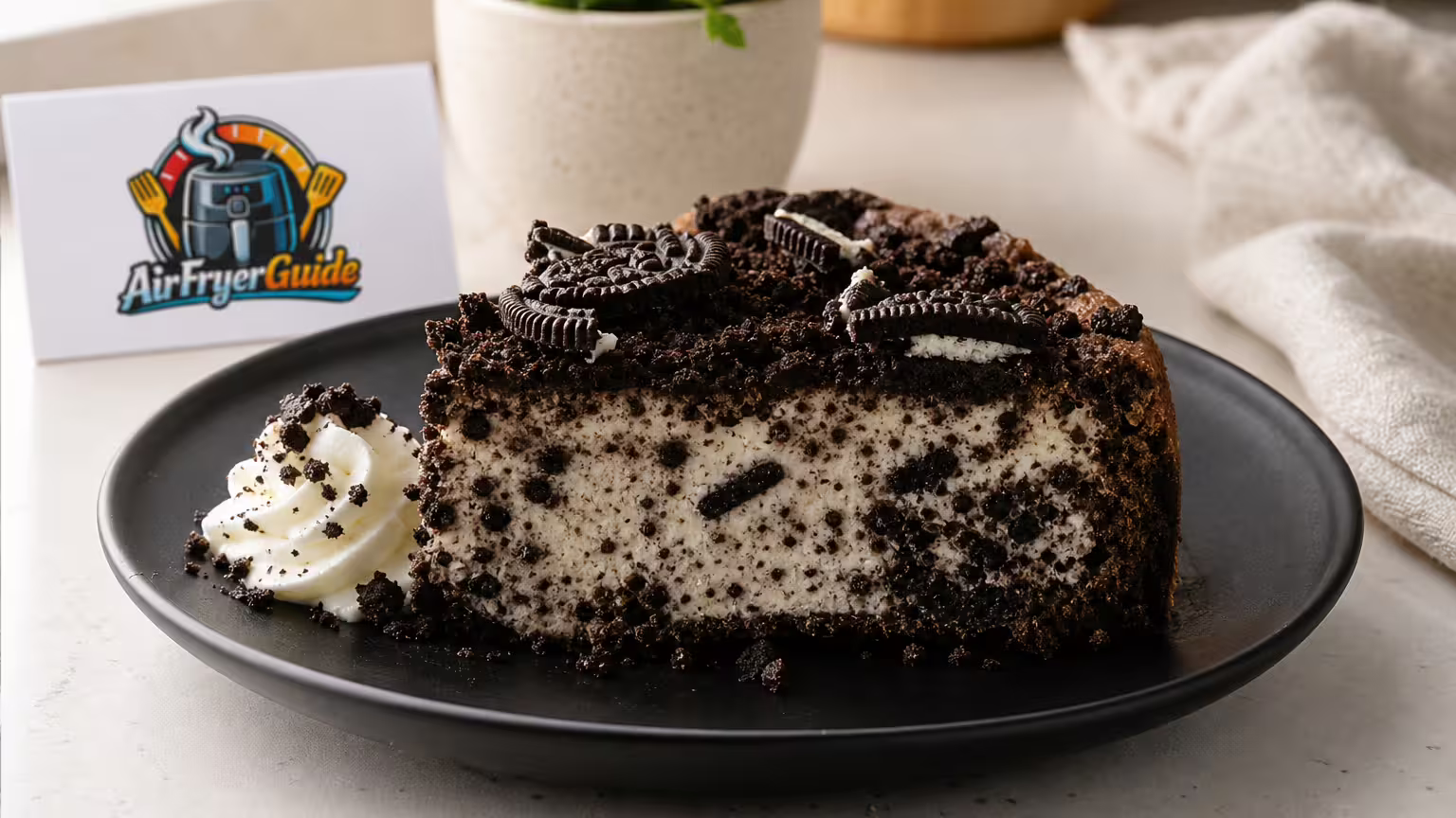 Oreo-Kuchen im Airfryer - Serviervorschlag
