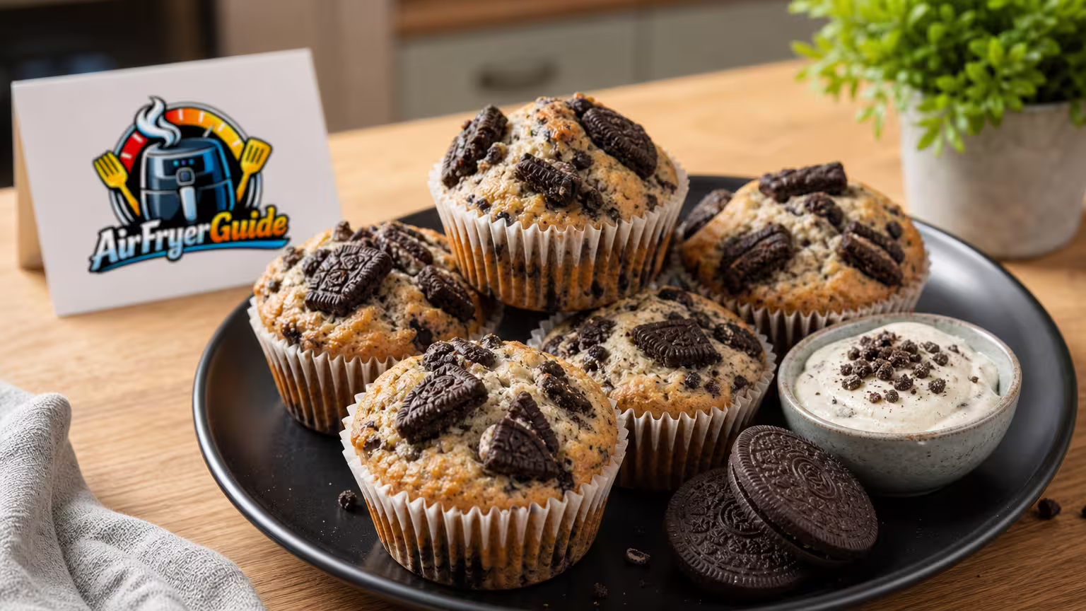 Oreo-Muffins im Airfryer - Serviervorschlag
