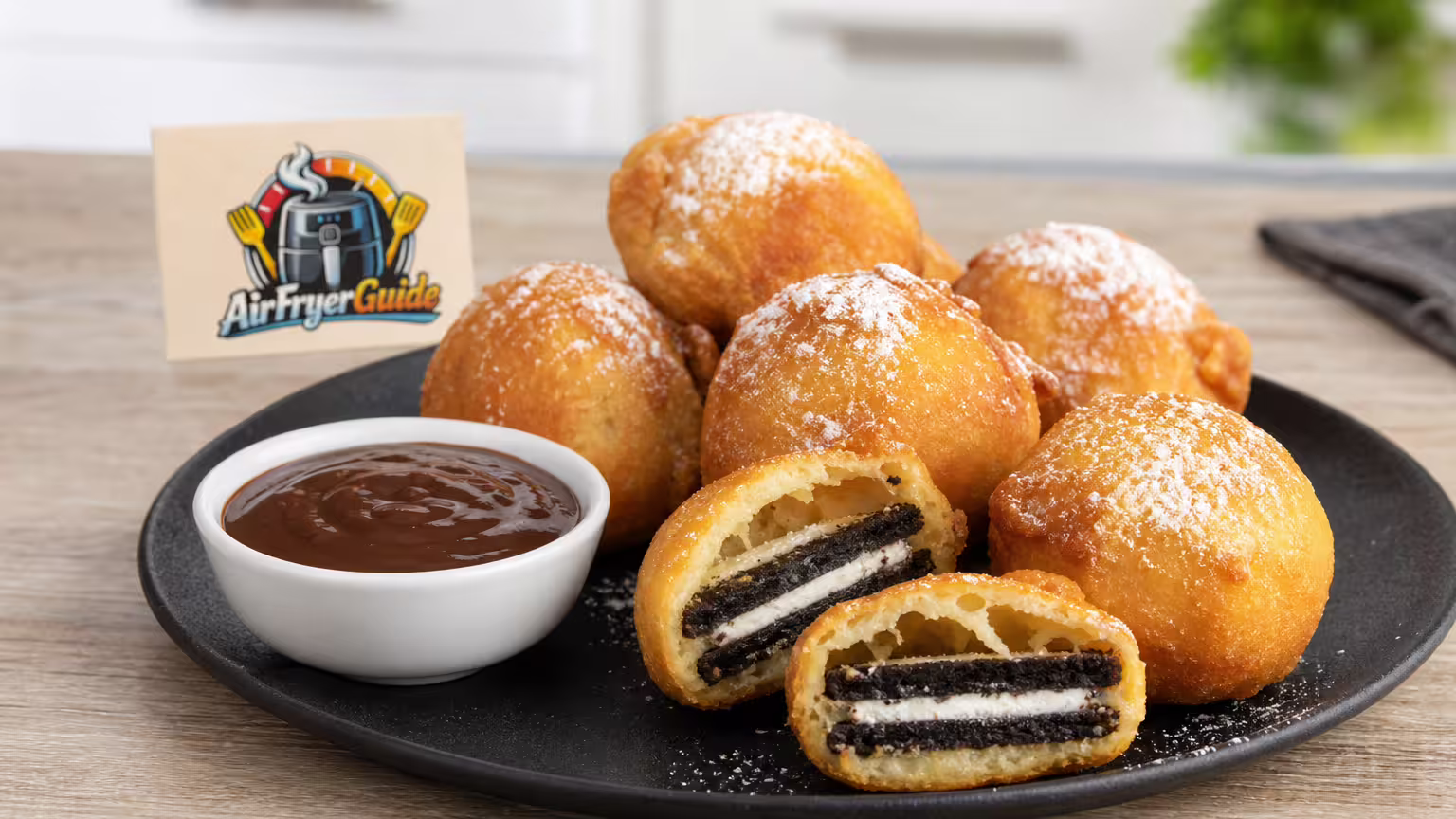 Oreos im Teigmantel im Airfryer - Serviervorschlag