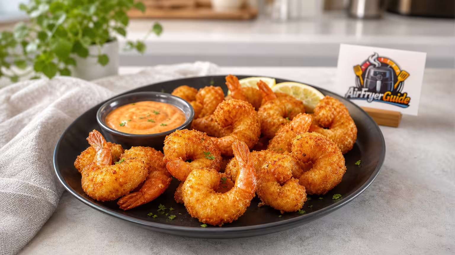 Panierte Garnelen im Airfryer - Serviervorschlag