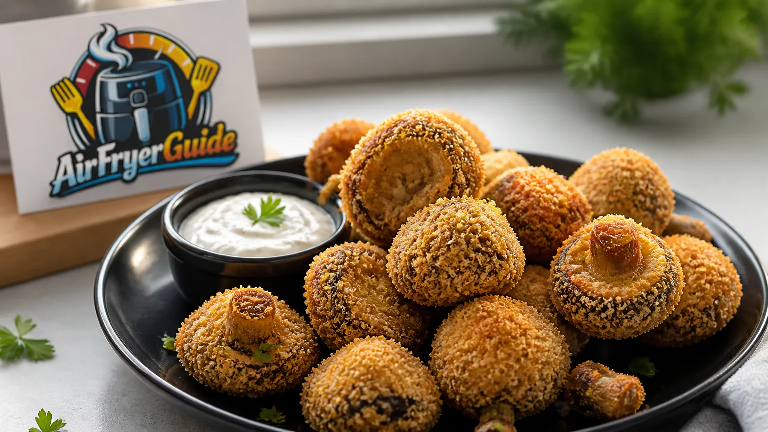 Panierte Pilze im Airfryer