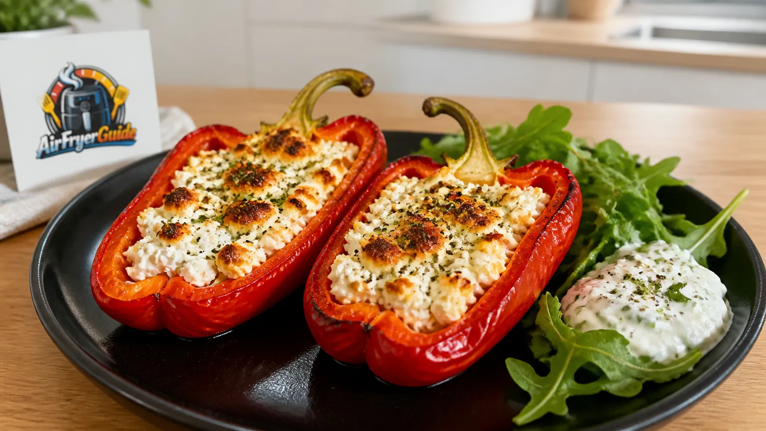 Paprika mit Feta überbacken im Airfryer