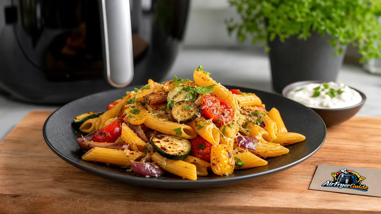 Pasta mit Aubergine im Airfryer