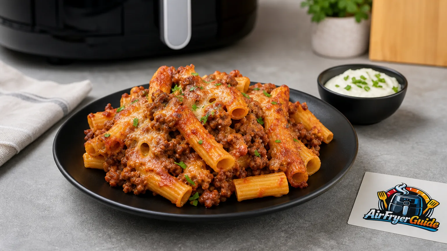 Pasta mit Hackfleisch im Airfryer