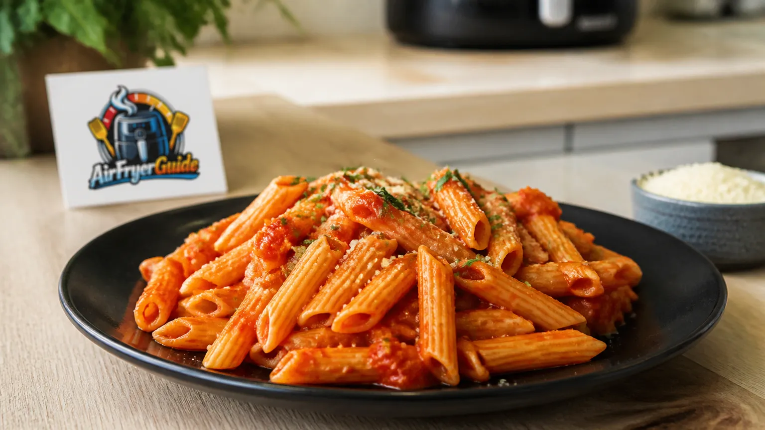 Pasta mit Tomatensauce im Airfryer