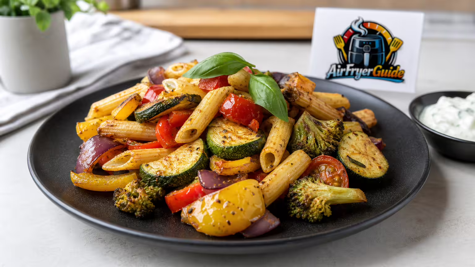 Pasta Primavera im Airfryer - Serviervorschlag