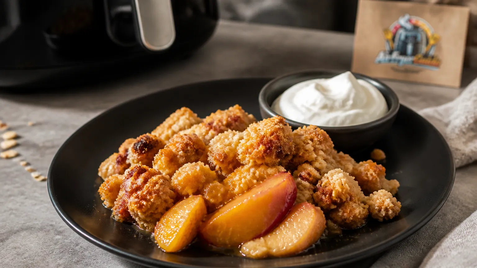 Pfirsich-Crumble im Airfryer