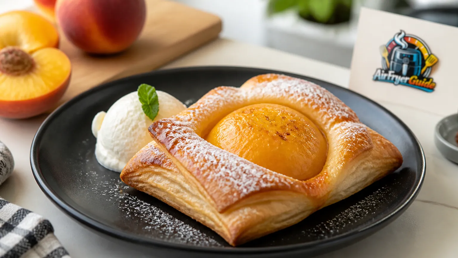 Pfirsich im Blätterteig im Airfryer
