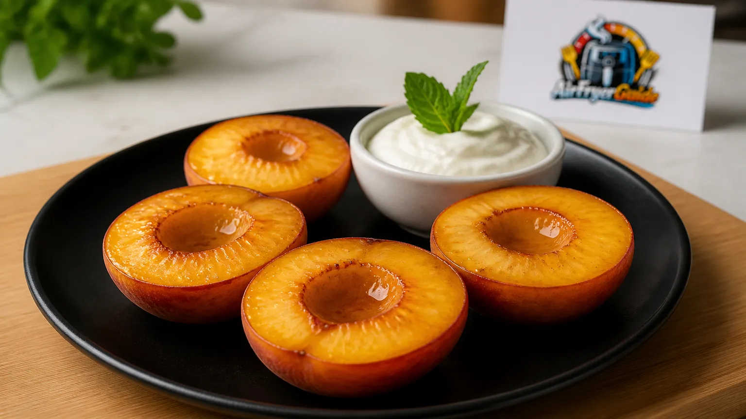 Pfirsichhälften im Airfryer