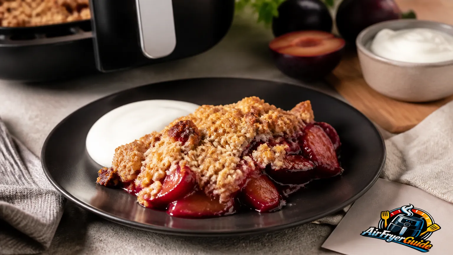 Pflaumen-Crumble im Airfryer