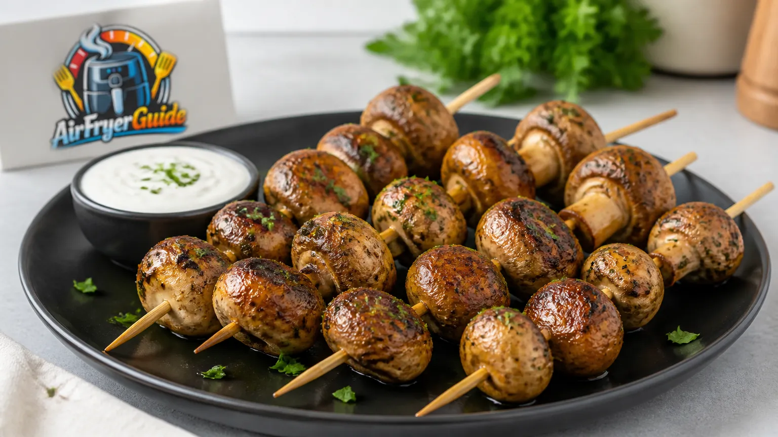 Pilz Spieße im Airfryer