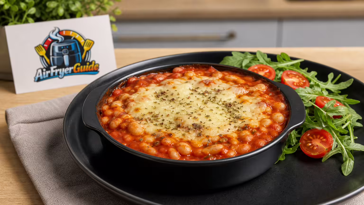 Pizza-Bohnen im Airfryer - Serviervorschlag