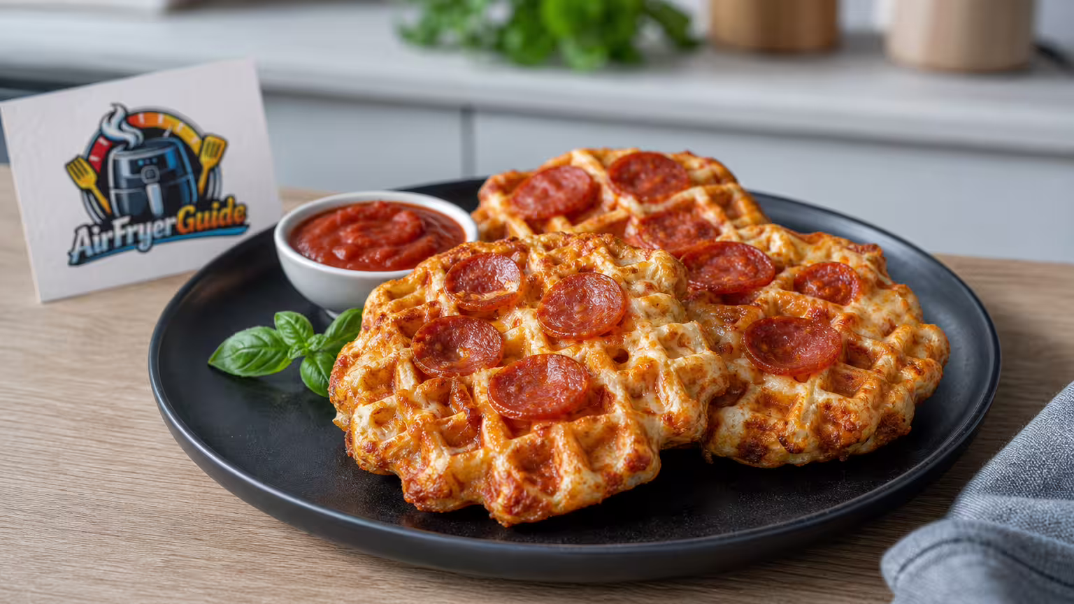 Pizza-Waffeln im Airfryer - Serviervorschlag
