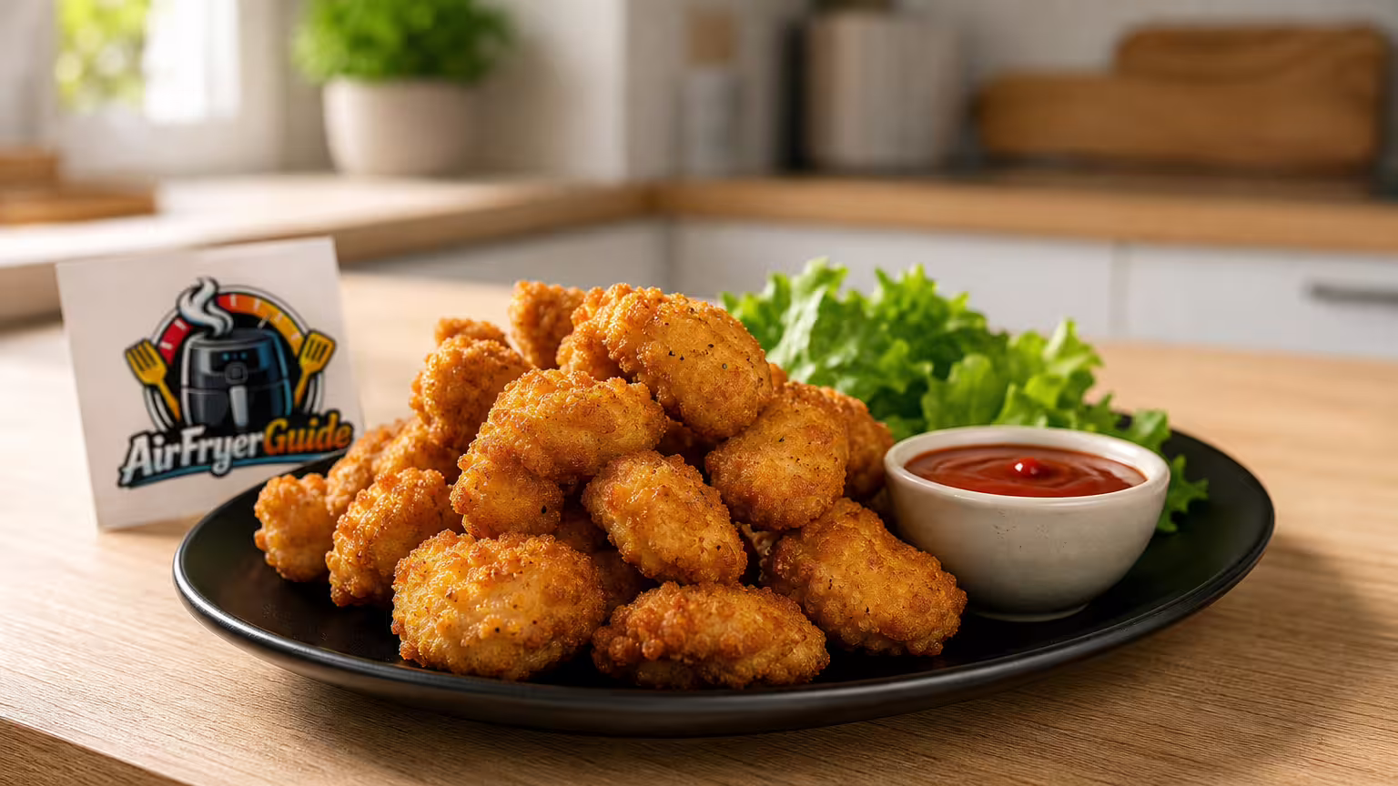Popcorn Chicken im Airfryer - Serviervorschlag