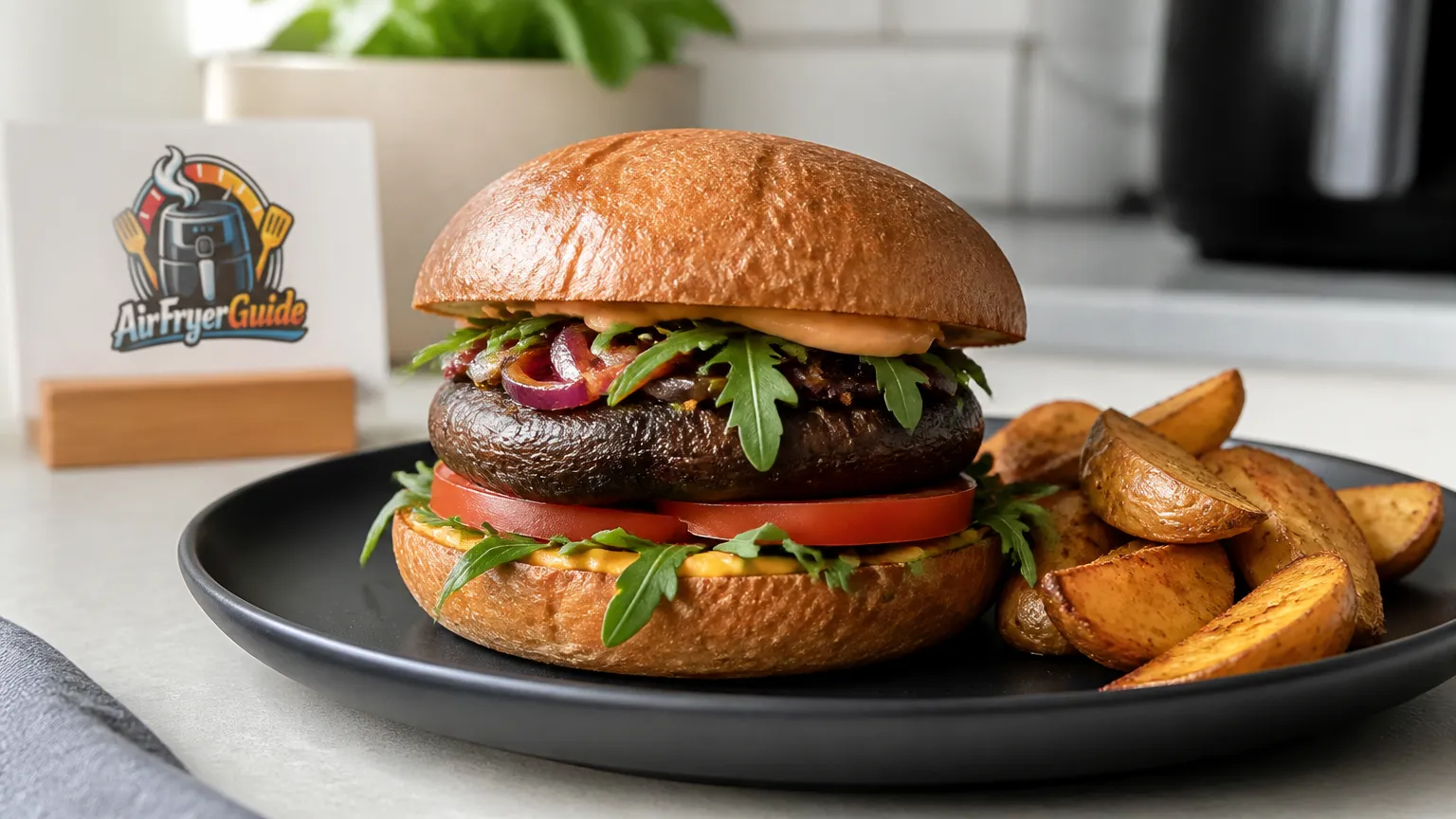 Portobello Burger im Airfryer