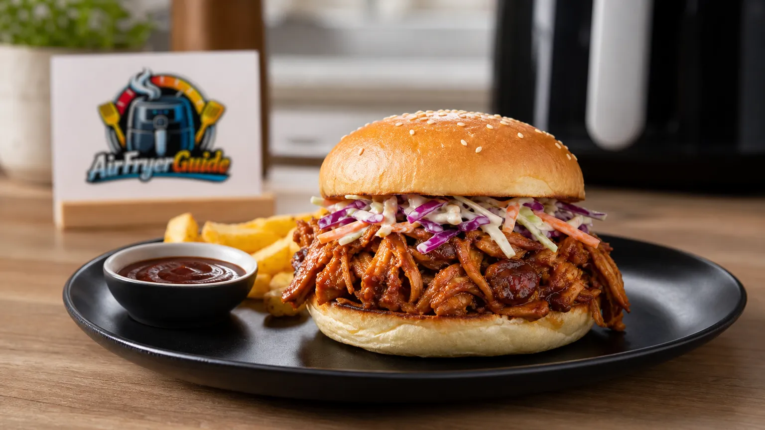 Pulled Chicken Burger im Airfryer