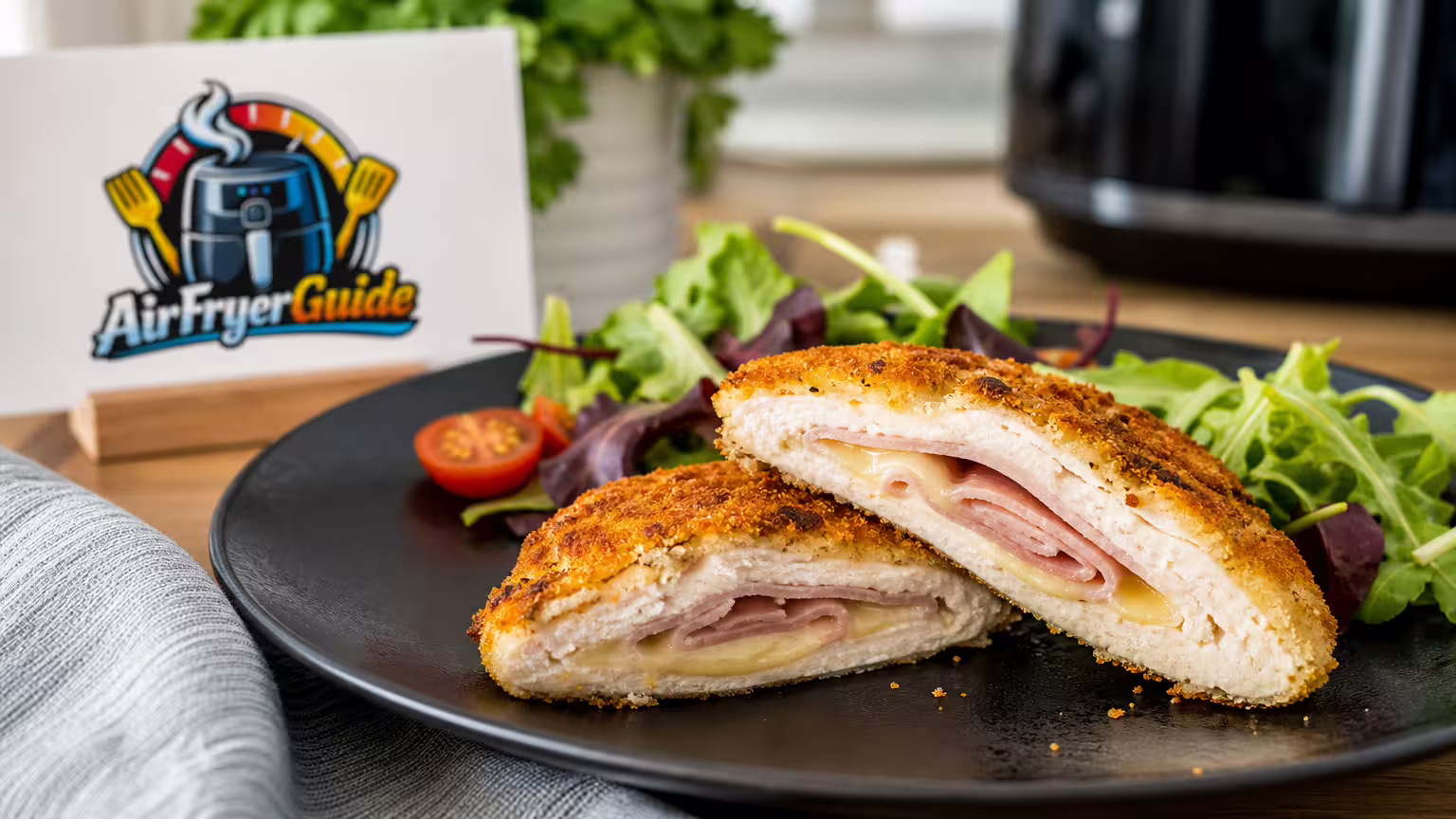 Puten Cordon Bleu im Airfryer - Serviervorschlag