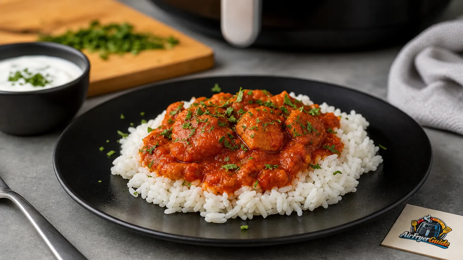 Reis mit Sauce aufwärmen im Airfryer