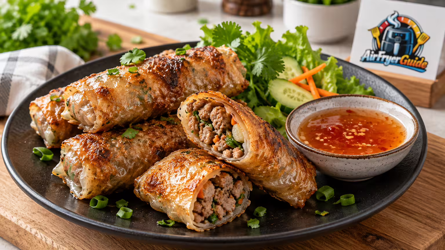 Reispapier Hackfleischrollen im Airfryer
