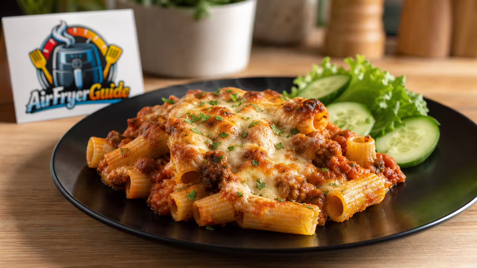 Rigatoni Auflauf im Airfryer - Serviervorschlag