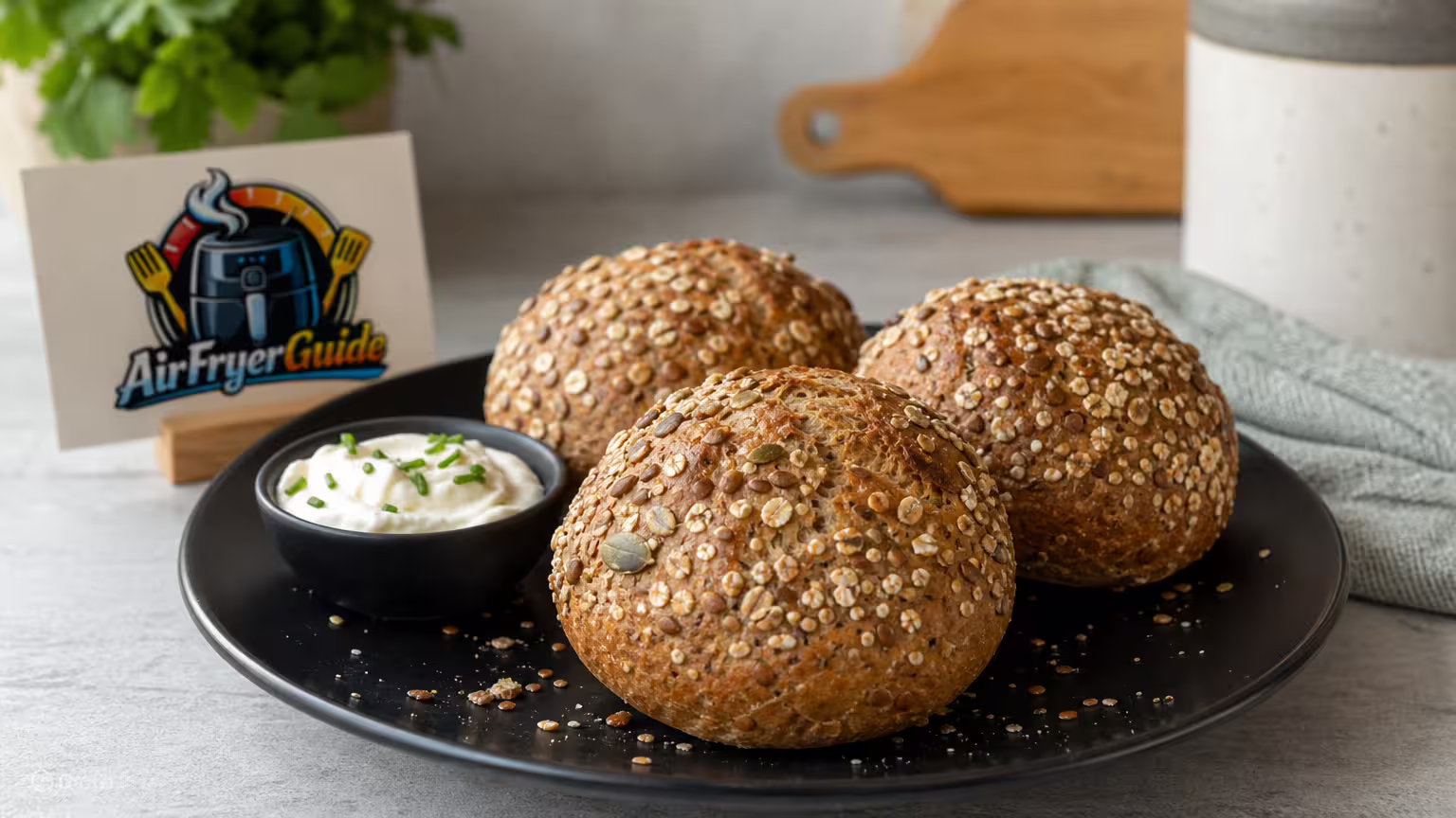 Roggenmischbrötchen im Airfryer - Serviervorschlag