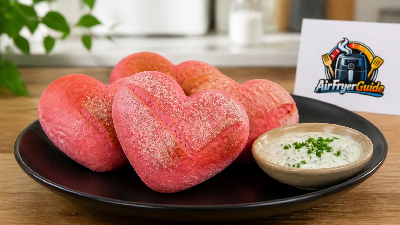 Rosarote Herzbrötchen (TK) im Airfryer