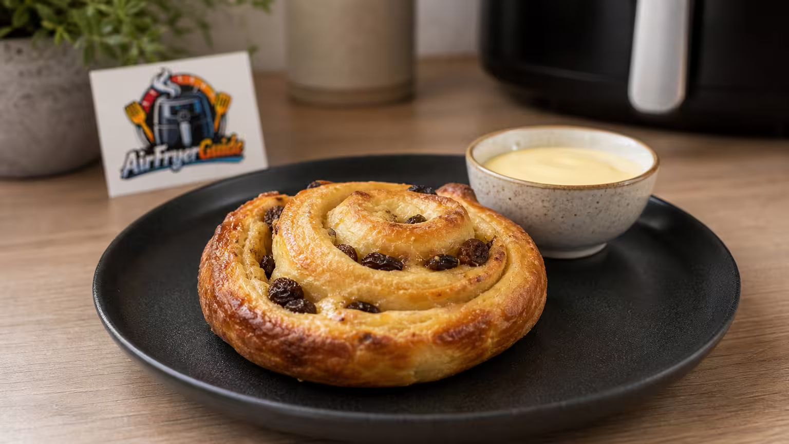 Rosinenschnecke im Airfryer - Serviervorschlag