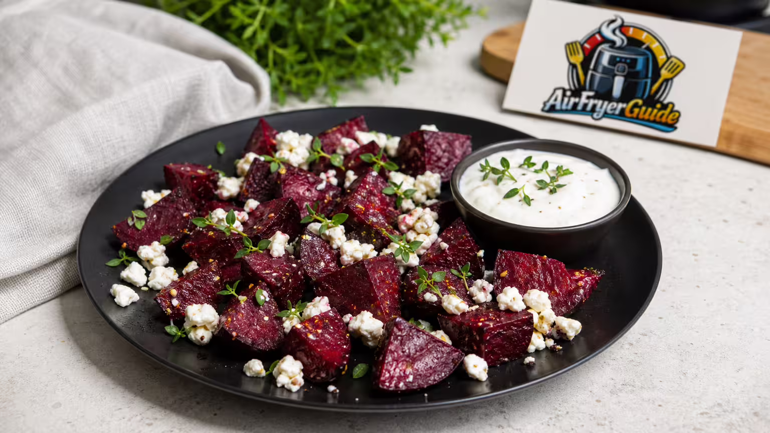 Rote Bete mit Feta im Airfryer - Serviervorschlag