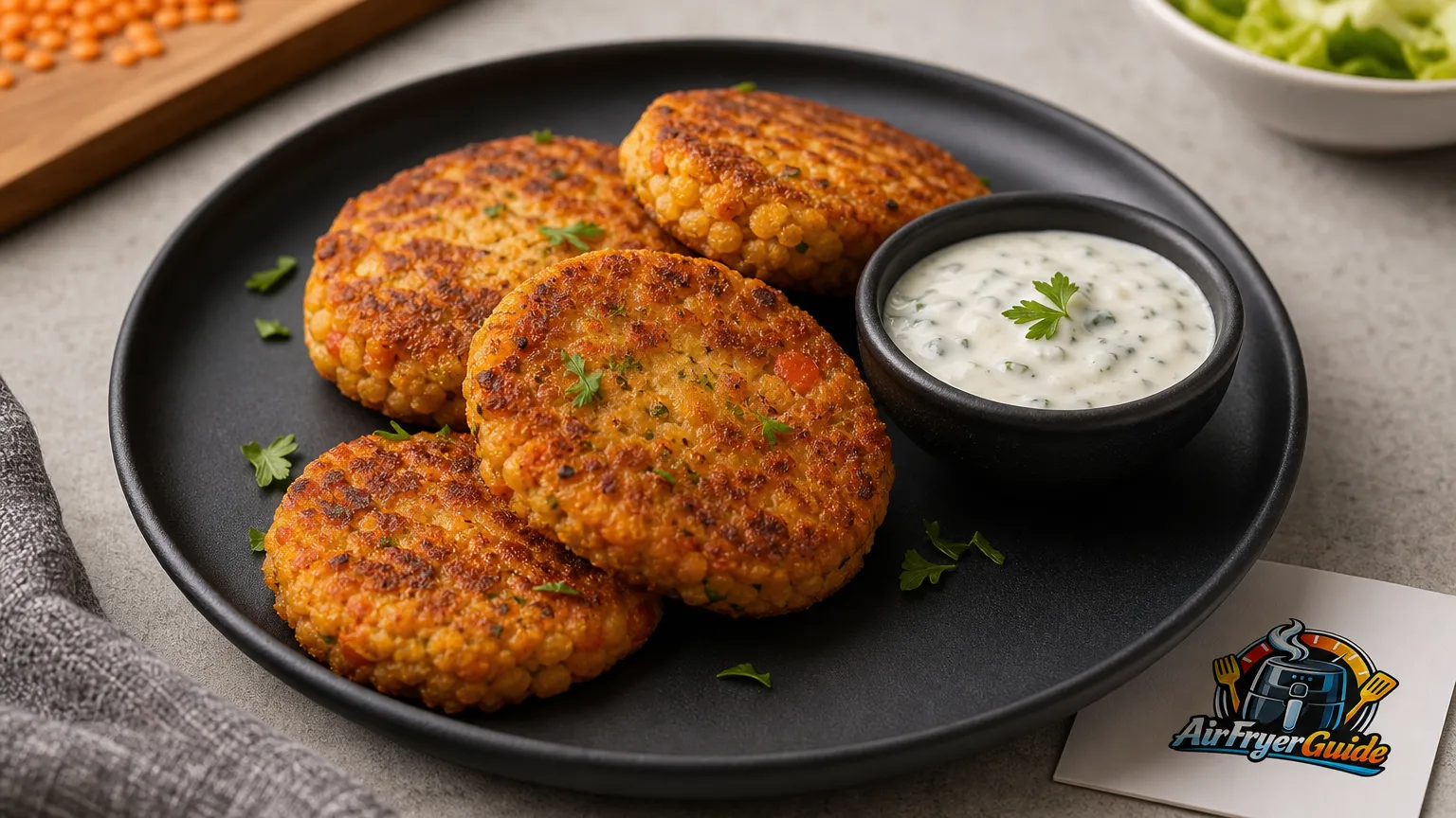 Rote Linsen Bratlinge im Airfryer