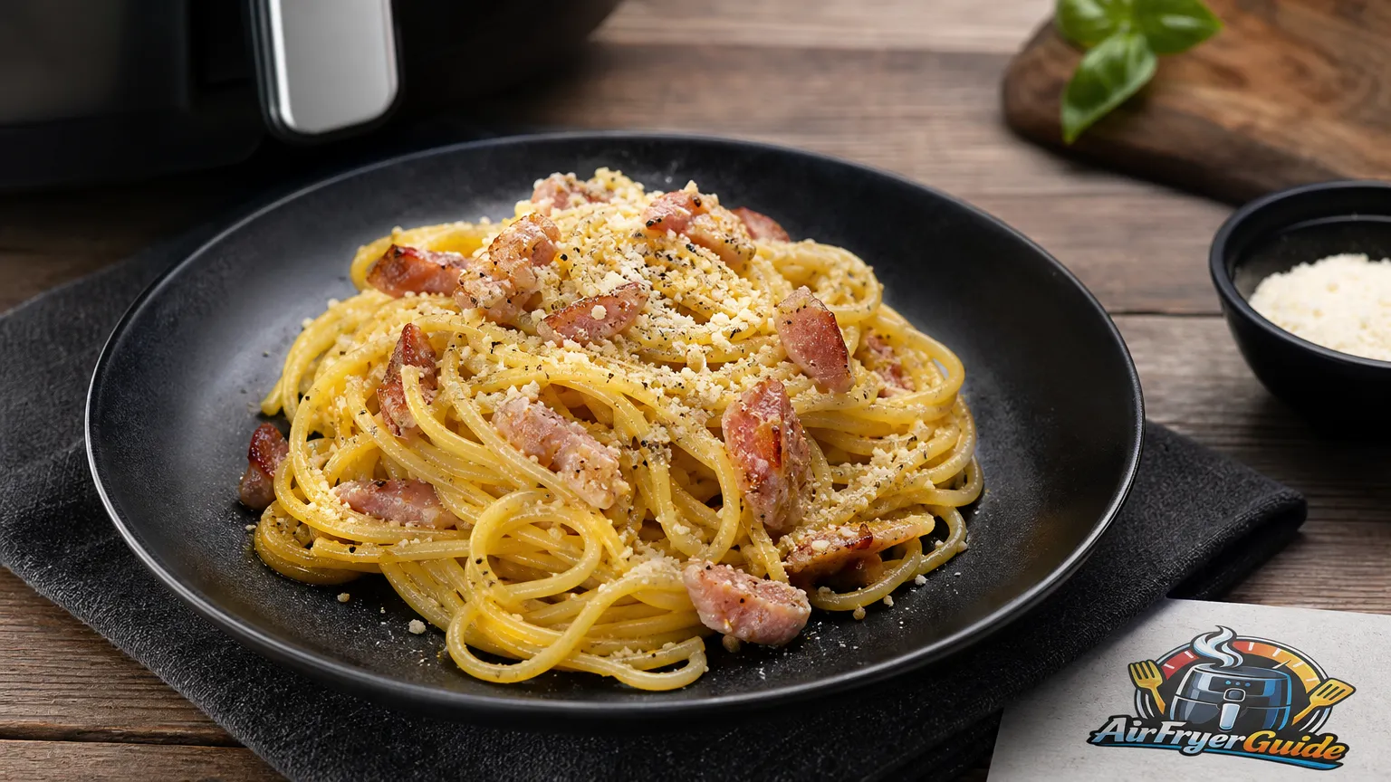 Spaghetti Carbonara aufwärmen im Airfryer