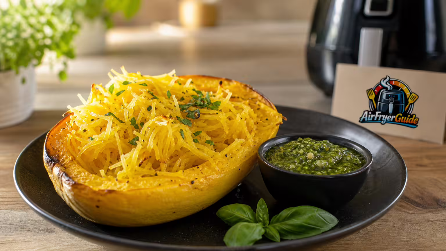 Spaghettikürbis im Airfryer - Serviervorschlag