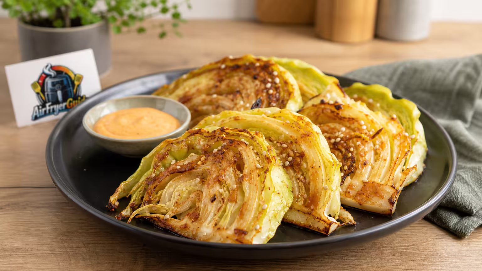 Spitzkohl mit Miso im Airfryer - Serviervorschlag
