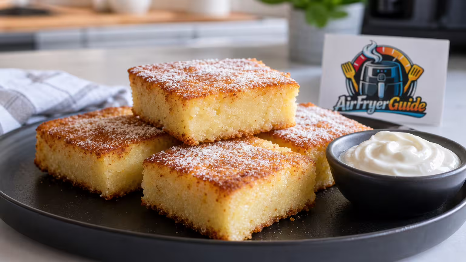 Süße Grießschnitten im Airfryer - Serviervorschlag