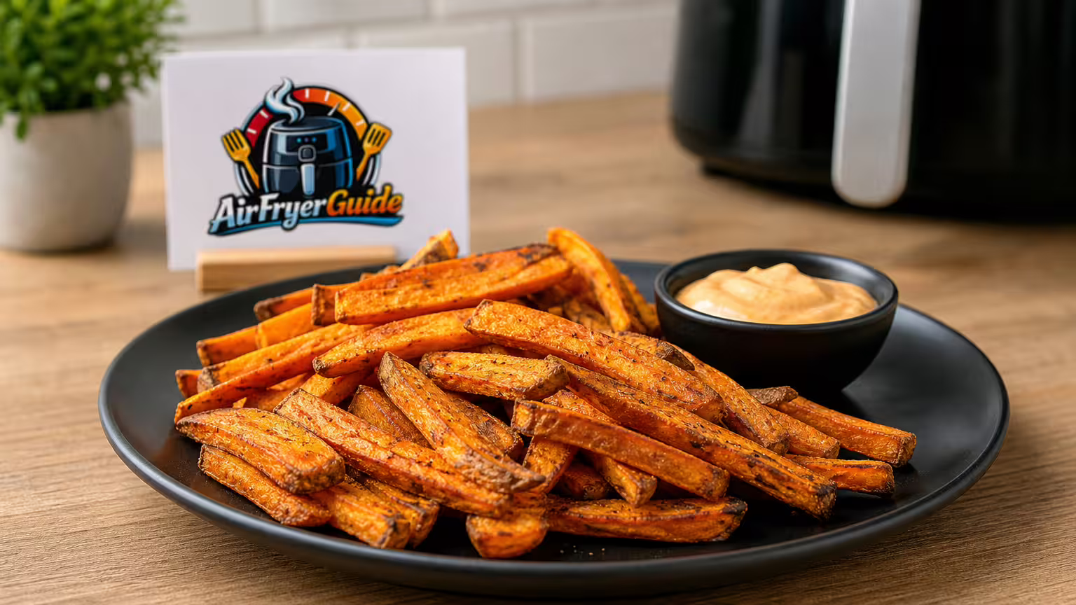 Süßkartoffelpommes im Airfryer - Serviervorschlag