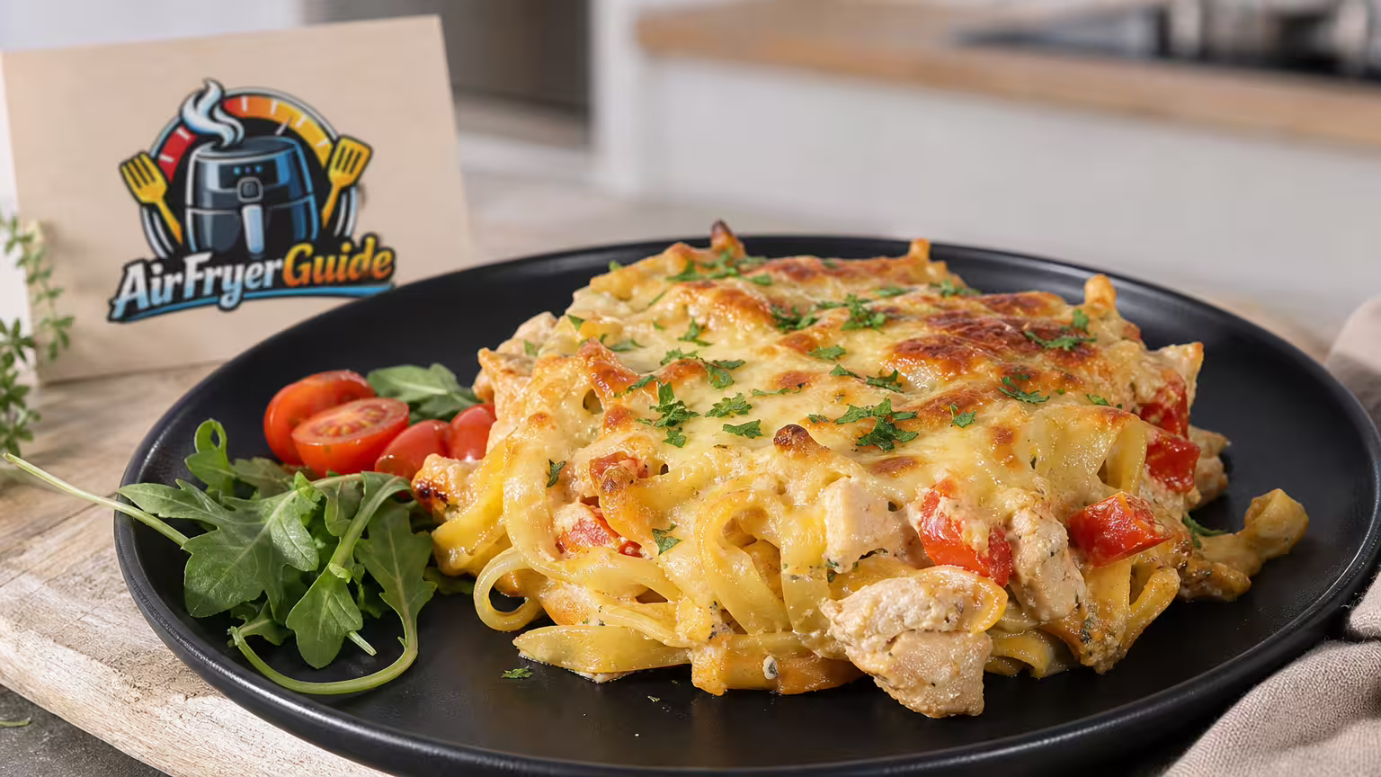 Tagliatelle Auflauf im Airfryer - Serviervorschlag