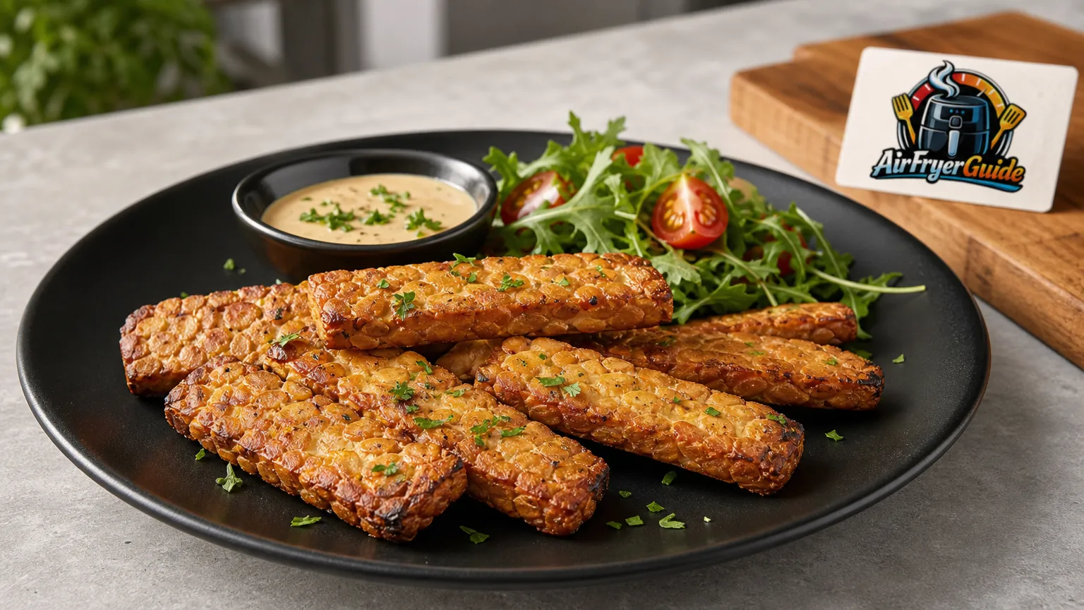 Tempeh Streifen im Airfryer