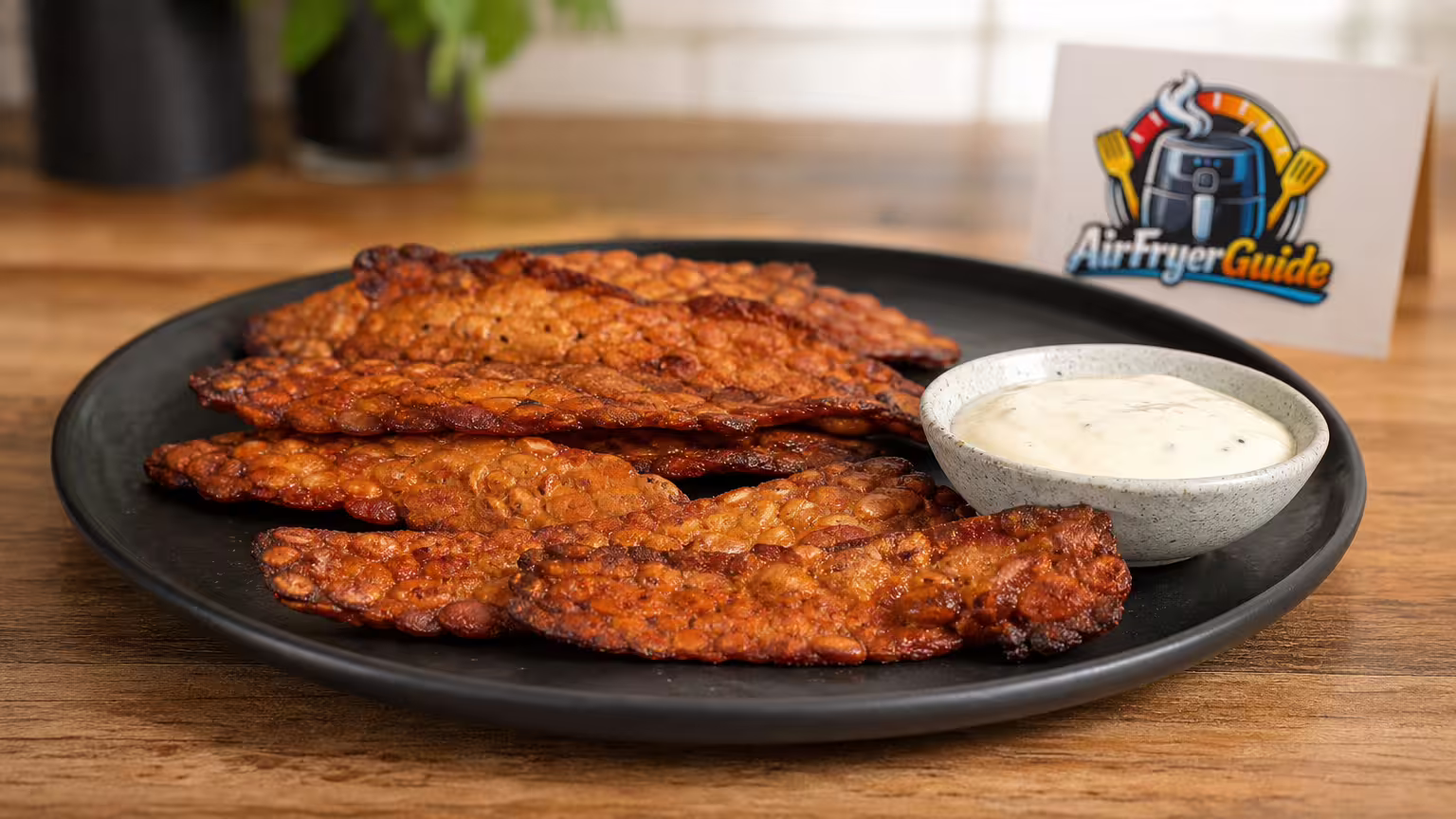 Tempeh Bacon im Airfryer - Serviervorschlag