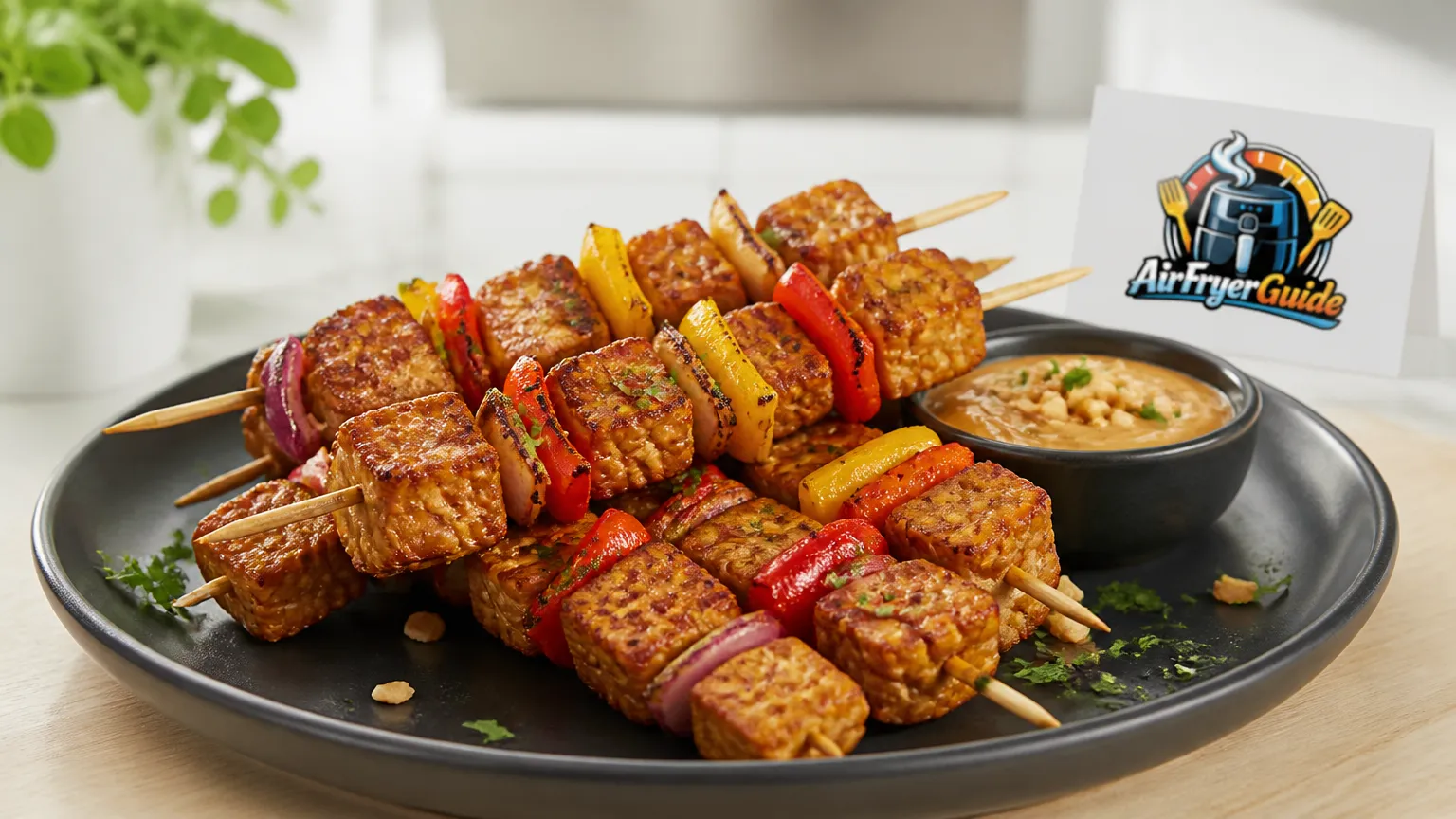 Tempeh Spieße im Airfryer