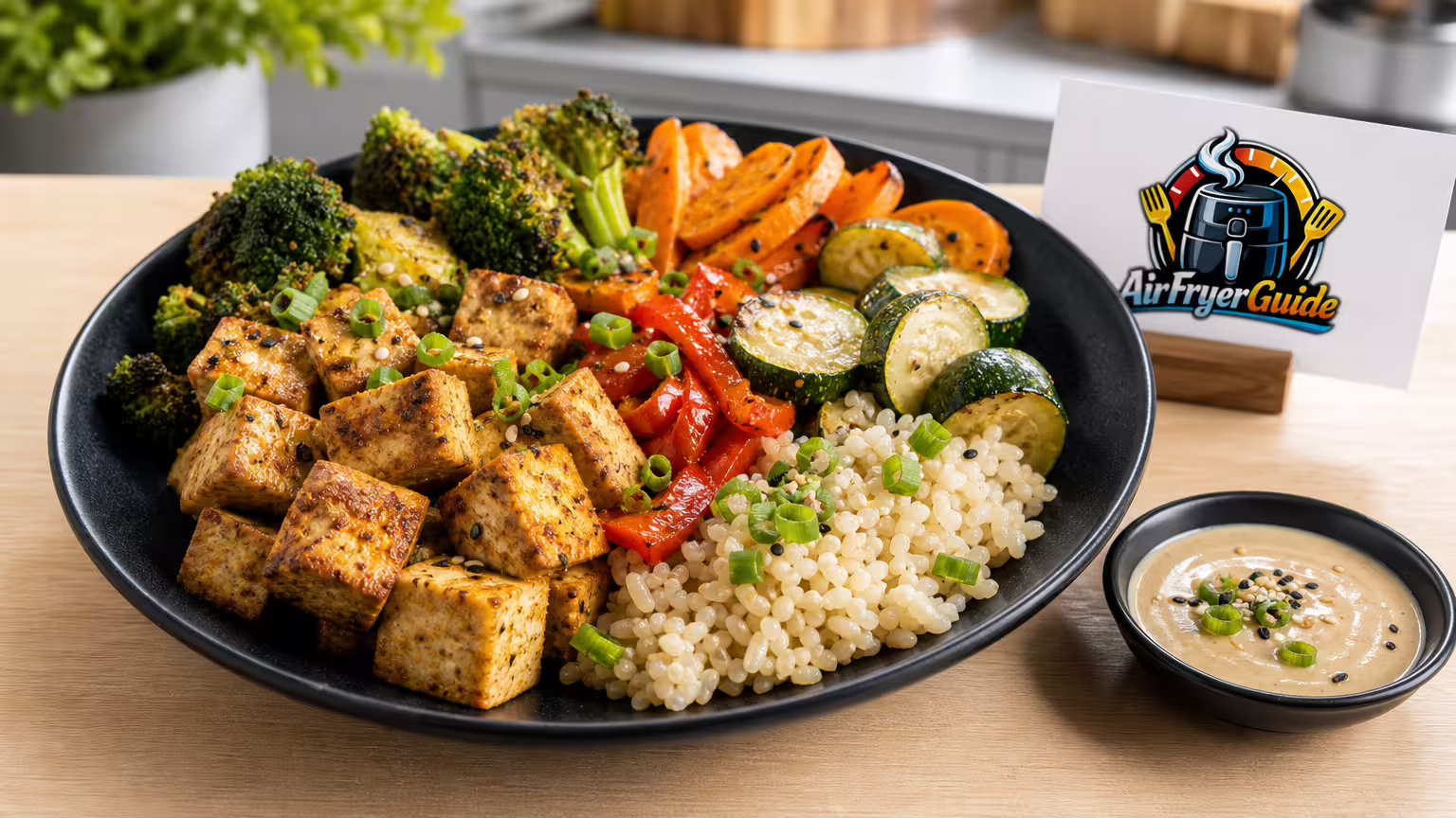 Tofu Gemüse Bowl im Airfryer - Serviervorschlag