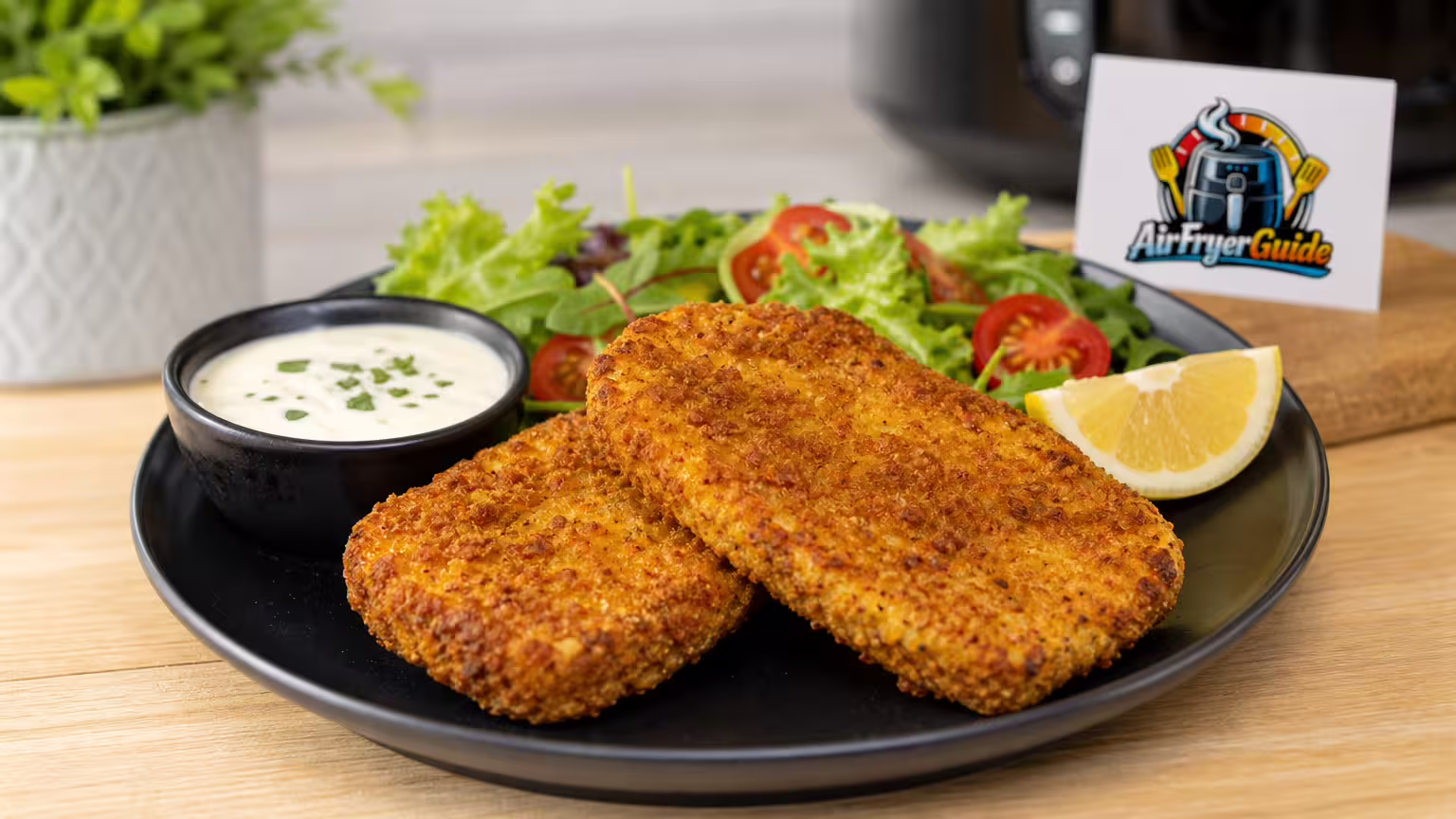 Tofu-Schnitzel im Airfryer - Serviervorschlag