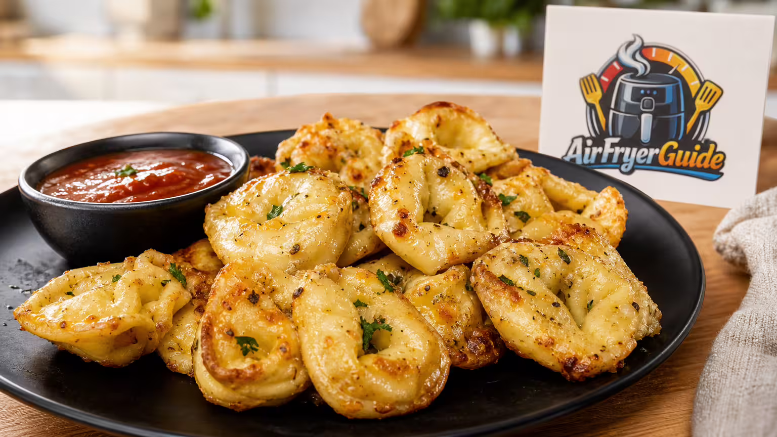Tortellini mit Käse im Airfryer - Serviervorschlag