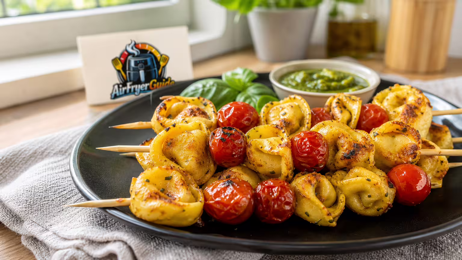 Tortellini-Spieße im Airfryer - Serviervorschlag