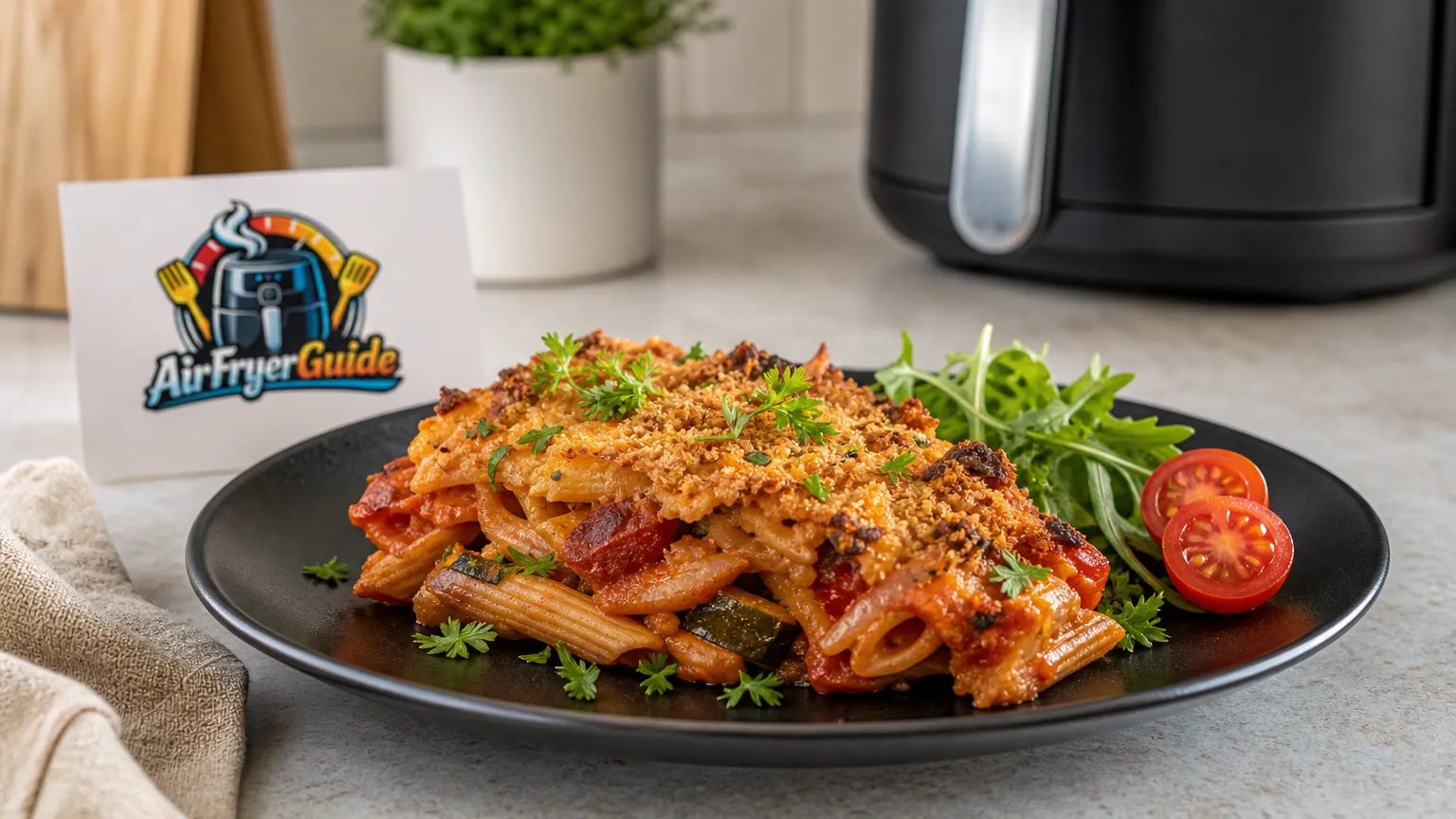 Veganer Nudelauflauf im Airfryer